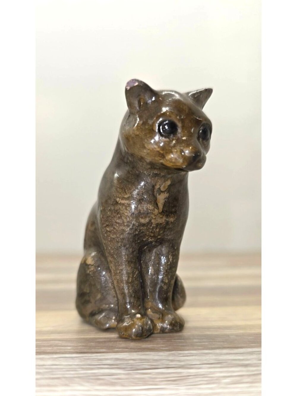 Vintage Miniature Cat Glazed Ceramic Pottery Figurine Knick Knack Smalls Decor